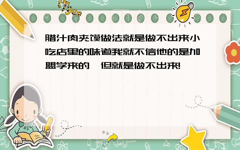 腊汁肉夹馍做法就是做不出来小吃店里的味道我就不信他的是加盟学来的,但就是做不出来!