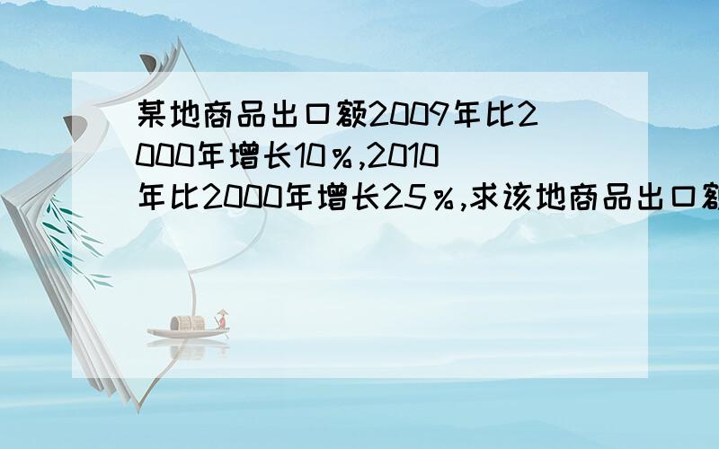 某地商品出口额2009年比2000年增长10％,2010年比2000年增长25％,求该地商品出口额的环比增长速度!