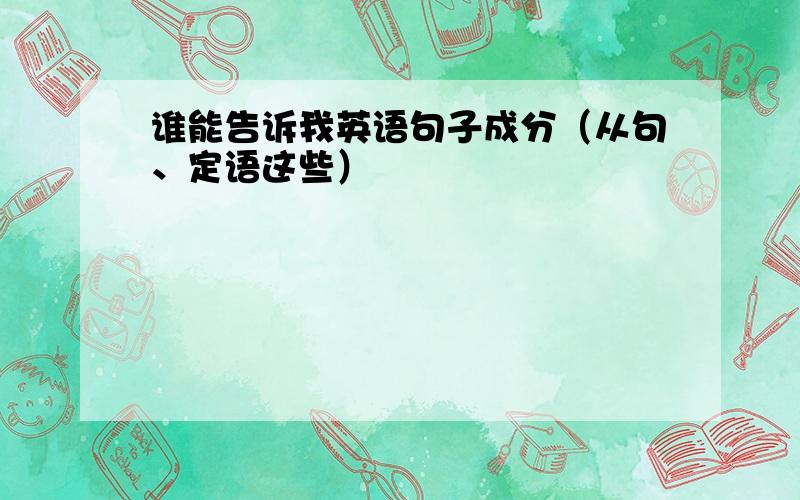 谁能告诉我英语句子成分（从句、定语这些）