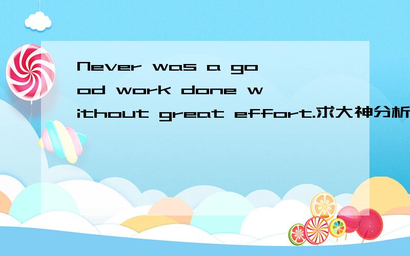 Never was a good work done without great effort.求大神分析此句型?倒装吗