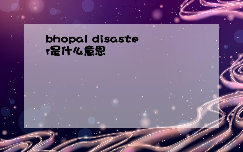 bhopal disaster是什么意思