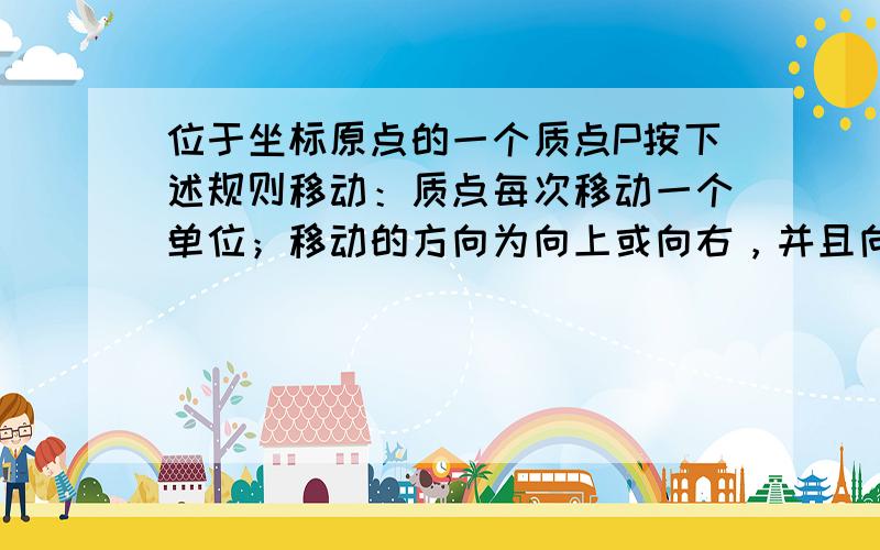 位于坐标原点的一个质点P按下述规则移动：质点每次移动一个单位；移动的方向为向上或向右，并且向上、向右的概率都是12，质点