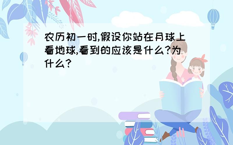 农历初一时,假设你站在月球上看地球,看到的应该是什么?为什么?