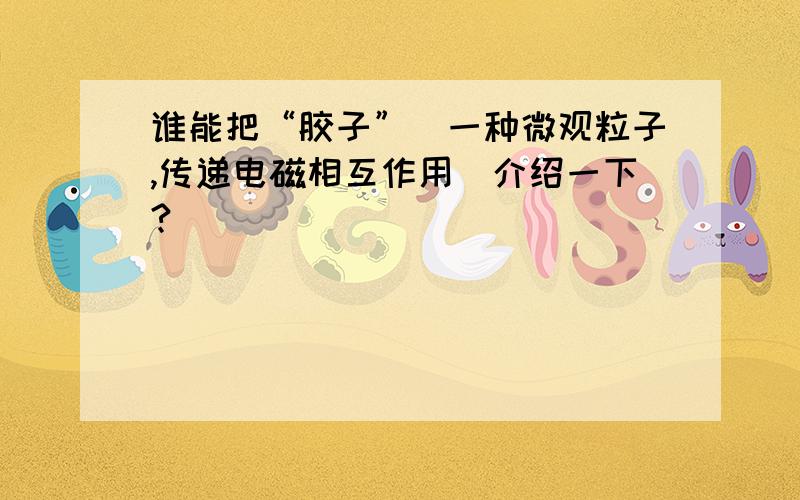 谁能把“胶子”（一种微观粒子,传递电磁相互作用）介绍一下?