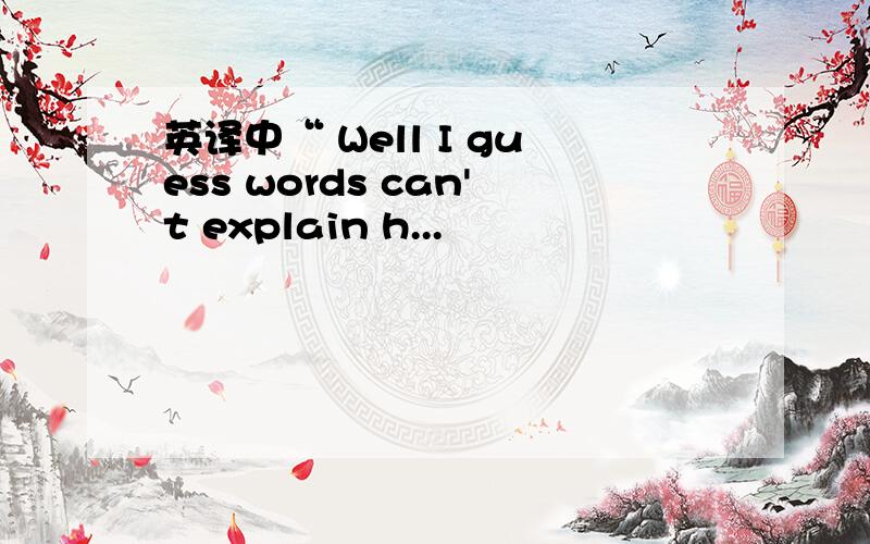 英译中“ Well I guess words can't explain h...