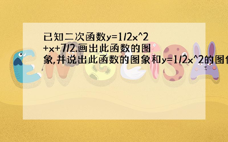 已知二次函数y=1/2x^2+x+7/2.画出此函数的图象,并说出此函数的图象和y=1/2x^2的图像关系