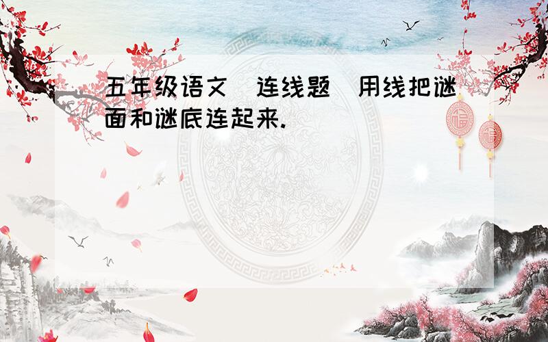 五年级语文（连线题）用线把谜面和谜底连起来.