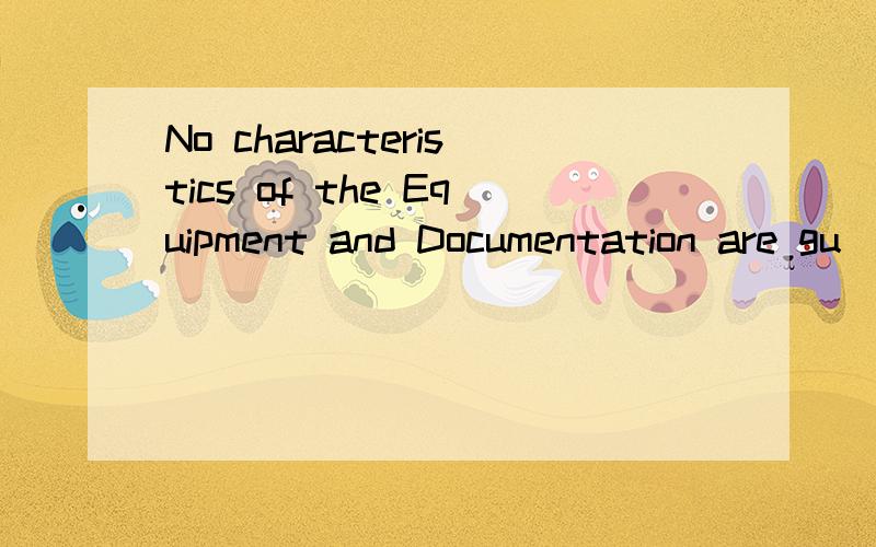 No characteristics of the Equipment and Documentation are gu