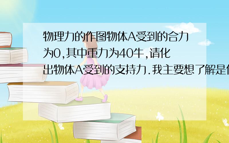 物理力的作图物体A受到的合力为0,其中重力为40牛,请化出物体A受到的支持力.我主要想了解是什么方向,多大的支持力