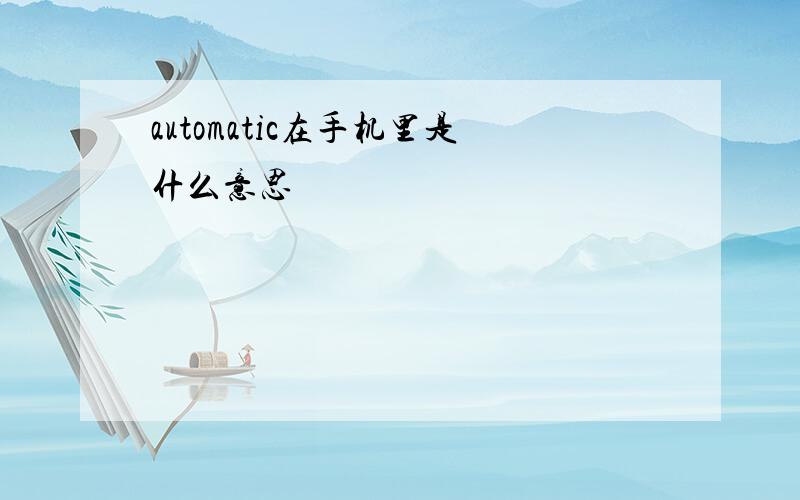 automatic在手机里是什么意思