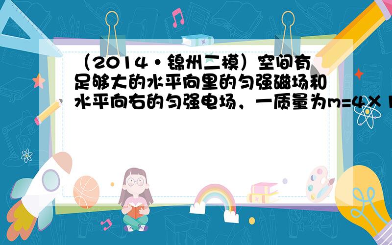 （2014•锦州二模）空间有足够大的水平向里的匀强磁场和水平向右的匀强电场，一质量为m=4×10-3kg、电荷量为&nb