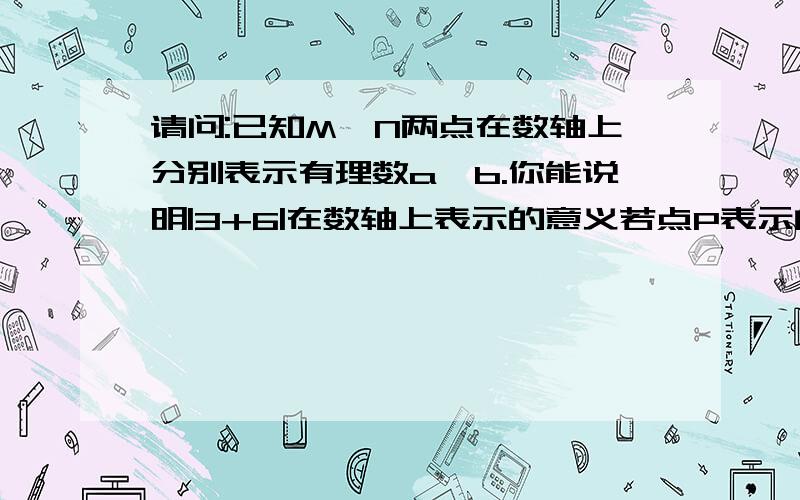 请问:已知M、N两点在数轴上分别表示有理数a、b.你能说明|3+6|在数轴上表示的意义若点P表示的数为x,当点P在