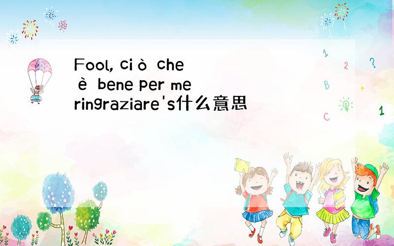 Fool, ciò che è bene per me ringraziare's什么意思