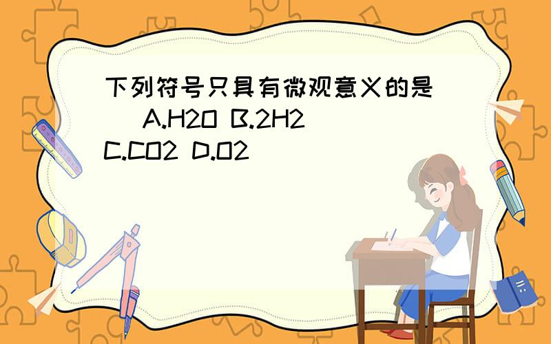 下列符号只具有微观意义的是（） A.H2O B.2H2 C.CO2 D.O2