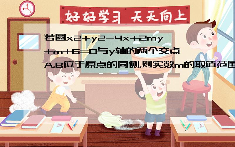 若圆x2+y2-4x+2my+m+6=0与y轴的两个交点A，B位于原点的同侧，则实数m的取值范围是（　　）