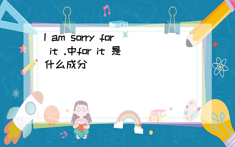 I am sorry for it .中for it 是什么成分