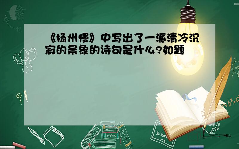 《扬州慢》中写出了一派清冷沉寂的景象的诗句是什么?如题