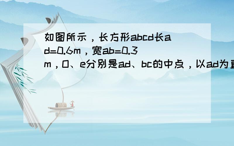 如图所示，长方形abcd长ad=0.6m，宽ab=0.3m，O、e分别是ad、bc的中点，以ad为直径的半圆内有垂直纸面