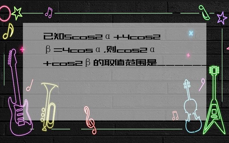 已知5cos2α+4cos2β=4cosα，则cos2α+cos2β的取值范围是______．