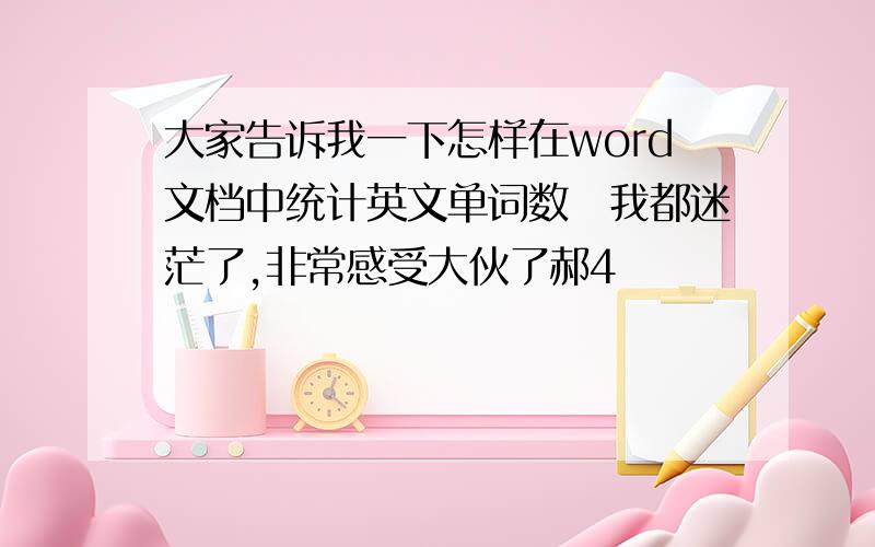 大家告诉我一下怎样在word文档中统计英文单词数　我都迷茫了,非常感受大伙了郝4