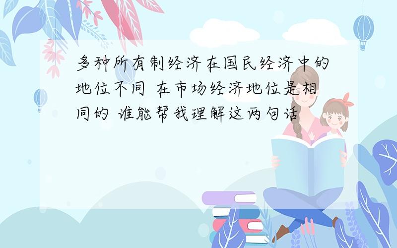 多种所有制经济在国民经济中的地位不同 在市场经济地位是相同的 谁能帮我理解这两句话