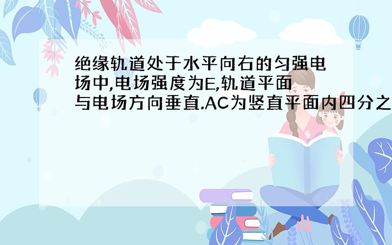 绝缘轨道处于水平向右的匀强电场中,电场强度为E,轨道平面与电场方向垂直.AC为竖直平面内四分之一圆弧轨道,O为圆形,C处