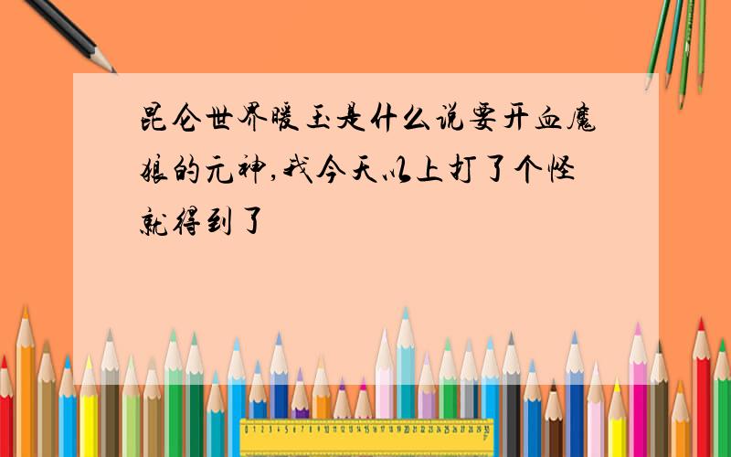 昆仑世界暖玉是什么说要开血魔狼的元神,我今天以上打了个怪就得到了