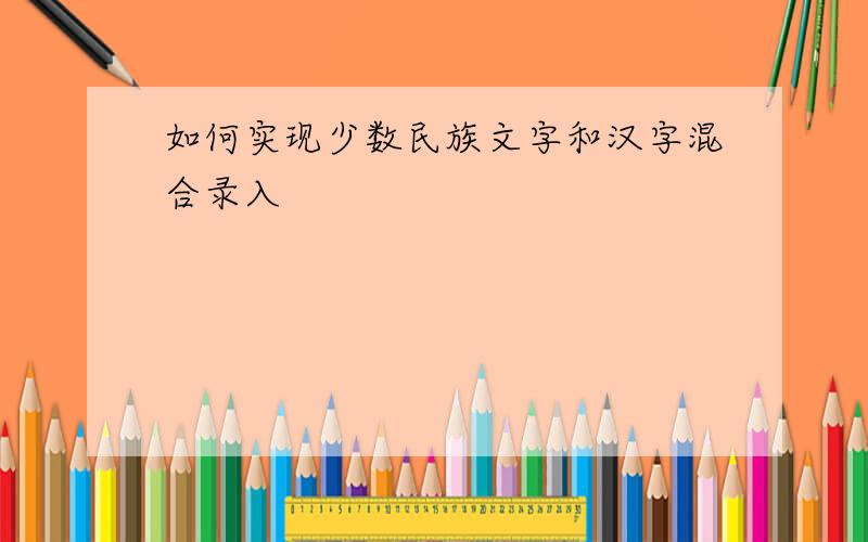 如何实现少数民族文字和汉字混合录入