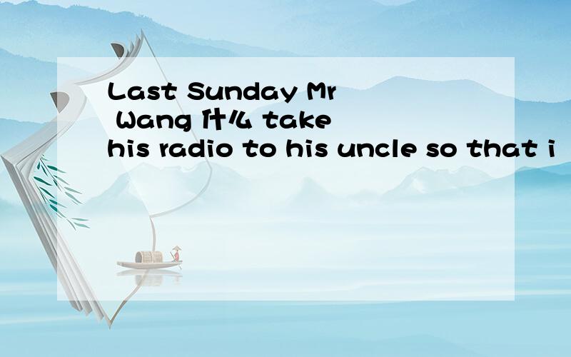 Last Sunday Mr Wang 什么 take his radio to his uncle so that i