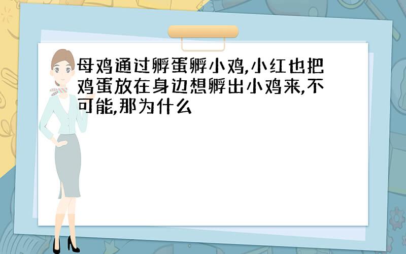 母鸡通过孵蛋孵小鸡,小红也把鸡蛋放在身边想孵出小鸡来,不可能,那为什么