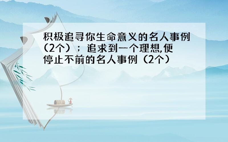 积极追寻你生命意义的名人事例(2个）；追求到一个理想,便停止不前的名人事例（2个)