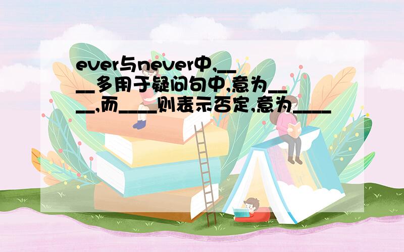 ever与never中,____多用于疑问句中,意为____,而____则表示否定,意为____