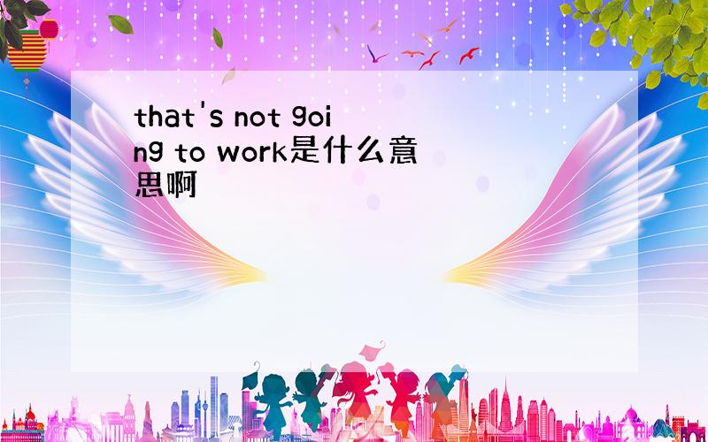 that's not going to work是什么意思啊