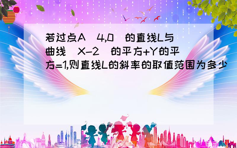 若过点A(4,0)的直线L与曲线(X-2)的平方+Y的平方=1,则直线L的斜率的取值范围为多少