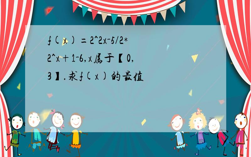 f(x)=2^2x-5/2*2^x+1-6,x属于【0,3】.求f(x)的最值