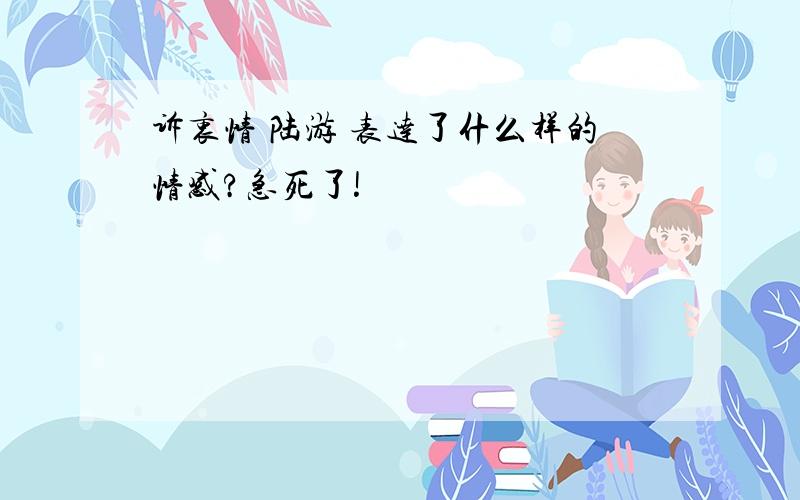 诉衷情 陆游 表达了什么样的情感?急死了!