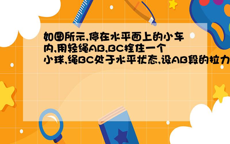 如图所示,停在水平面上的小车内,用轻绳AB,BC拴住一个小球,绳BC处于水平状态,设AB段的拉力