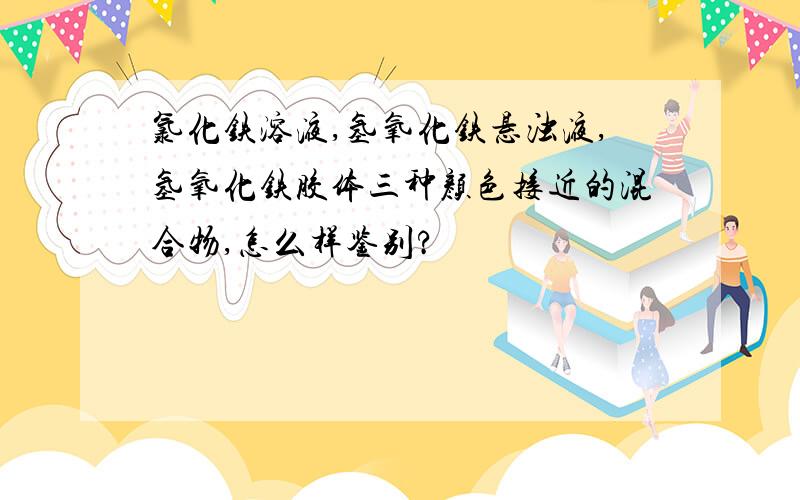 氯化铁溶液,氢氧化铁悬浊液,氢氧化铁胶体三种颜色接近的混合物,怎么样鉴别?