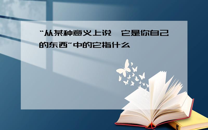 “从某种意义上说,它是你自己的东西”中的它指什么