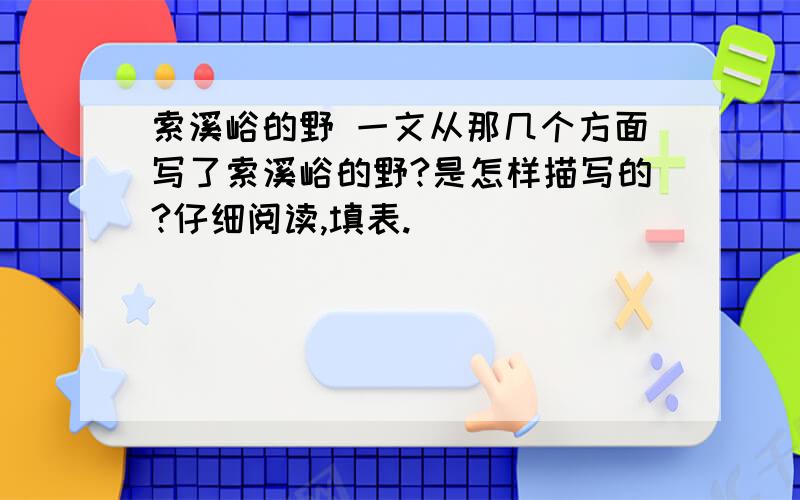 索溪峪的野 一文从那几个方面写了索溪峪的野?是怎样描写的?仔细阅读,填表.