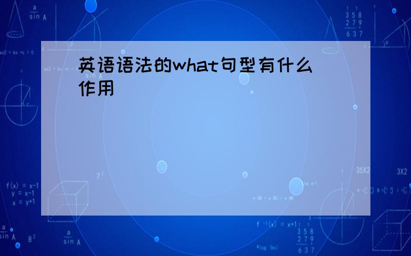 英语语法的what句型有什么作用