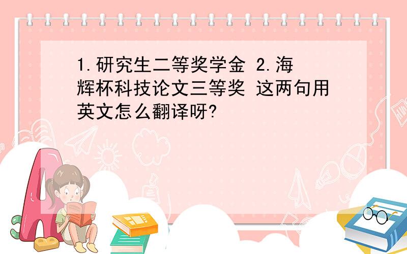 1.研究生二等奖学金 2.海辉杯科技论文三等奖 这两句用英文怎么翻译呀?