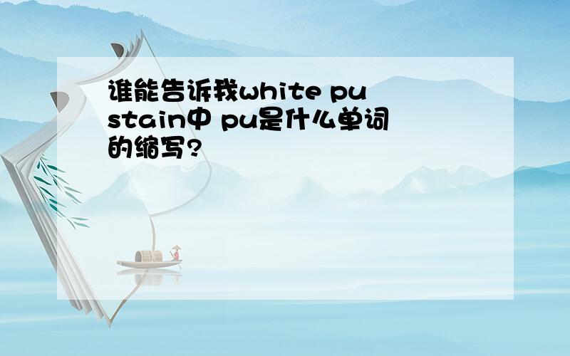 谁能告诉我white pu stain中 pu是什么单词的缩写?