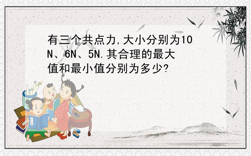 有三个共点力,大小分别为10N、6N、5N.其合理的最大值和最小值分别为多少?