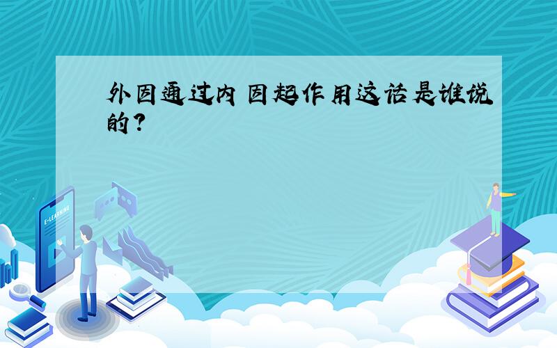 外因通过内因起作用这话是谁说的?