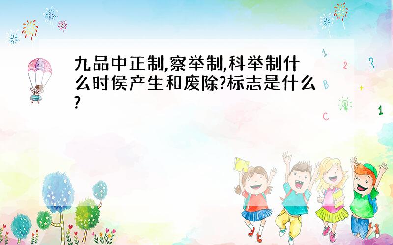 九品中正制,察举制,科举制什么时侯产生和废除?标志是什么?