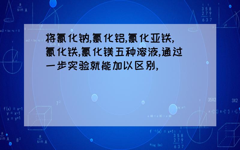 将氯化钠,氯化铝,氯化亚铁,氯化铁,氯化镁五种溶液,通过一步实验就能加以区别,