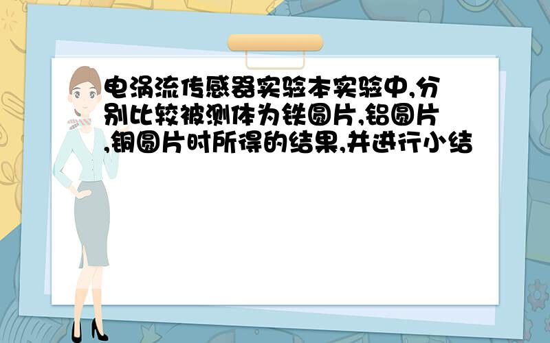 电涡流传感器实验本实验中,分别比较被测体为铁圆片,铝圆片,铜圆片时所得的结果,并进行小结