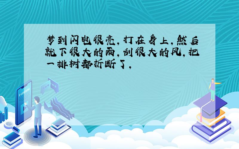 梦到闪电很亮,打在身上,然后就下很大的雨,刮很大的风,把一排树都折断了,