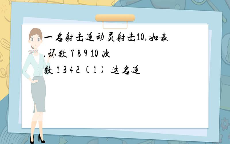 一名射击运动员射击10,如表.环数 7 8 9 10 次数 1 3 4 2 (1) 这名运